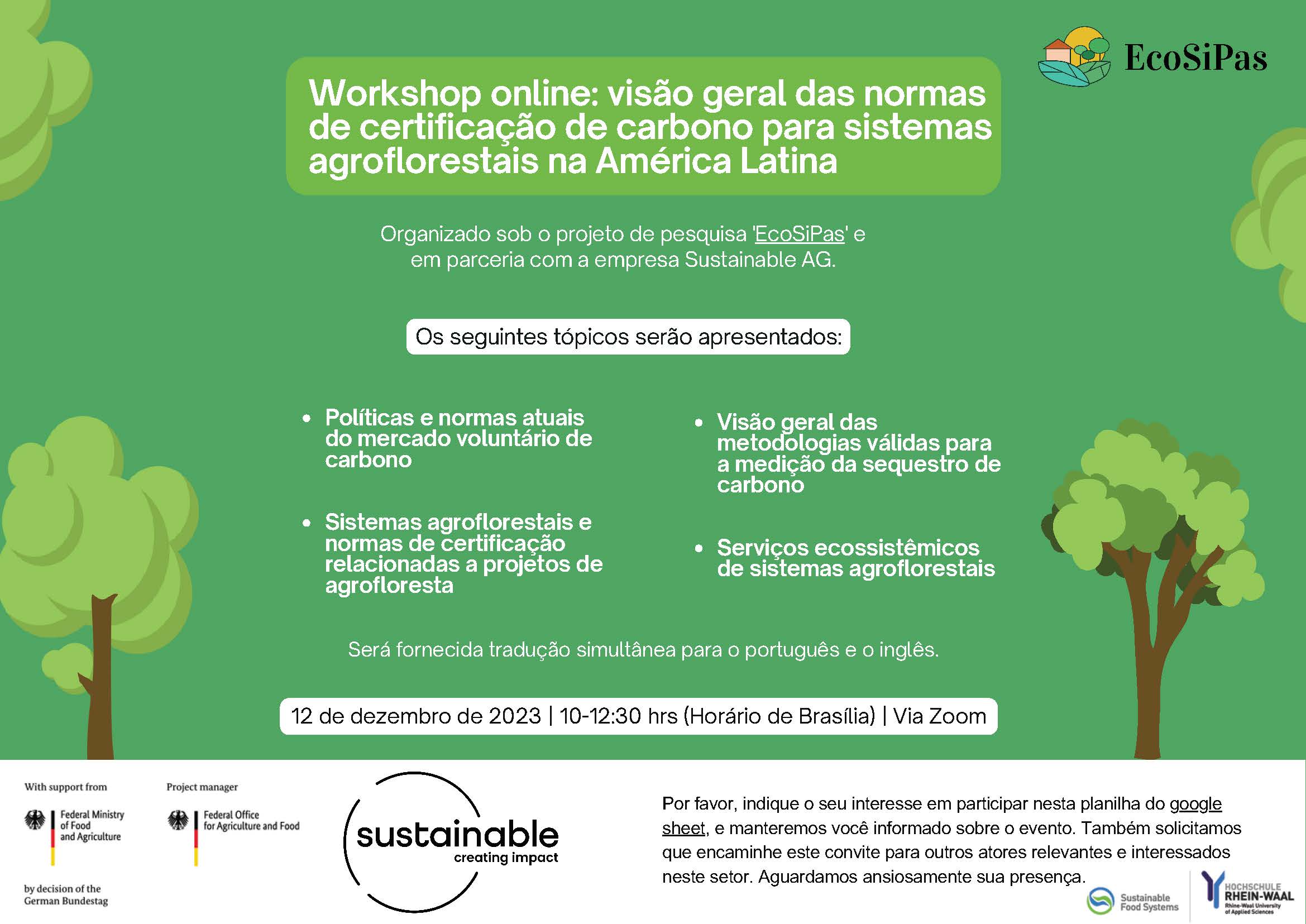Webinar sobre padrões de certificação de carbono para sistemas agroflorestais na América Latina